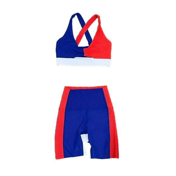 NEW NWT Beach Riot XS tank shorts set Red White Blue Patriot USA Athleisure Ac20 - Picture 1 of 6